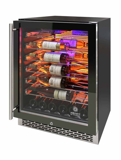 Vinotemp 54 Bottle Wine Cooler, 3 Color Backlit Lighting, Black Body, Stainless Steel Door