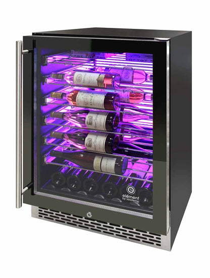 Vinotemp 54 Bottle Wine Cooler, 3 Color Backlit Lighting, Black Body, Stainless Steel Door