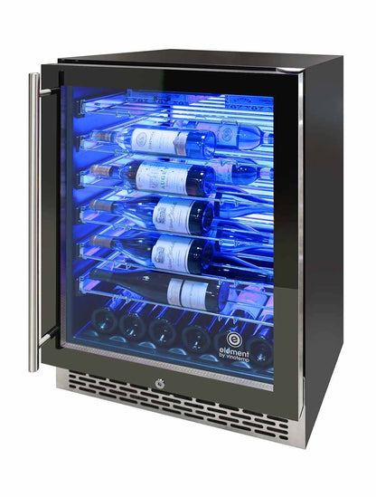 Vinotemp 54 Bottle Wine Cooler, 3 Color Backlit Lighting, Black Body, Stainless Steel Door