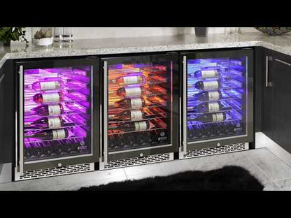 Vinotemp 54 Bottle Wine Cooler, 3 Color Backlit Lighting, Black Body, Stainless Steel Door