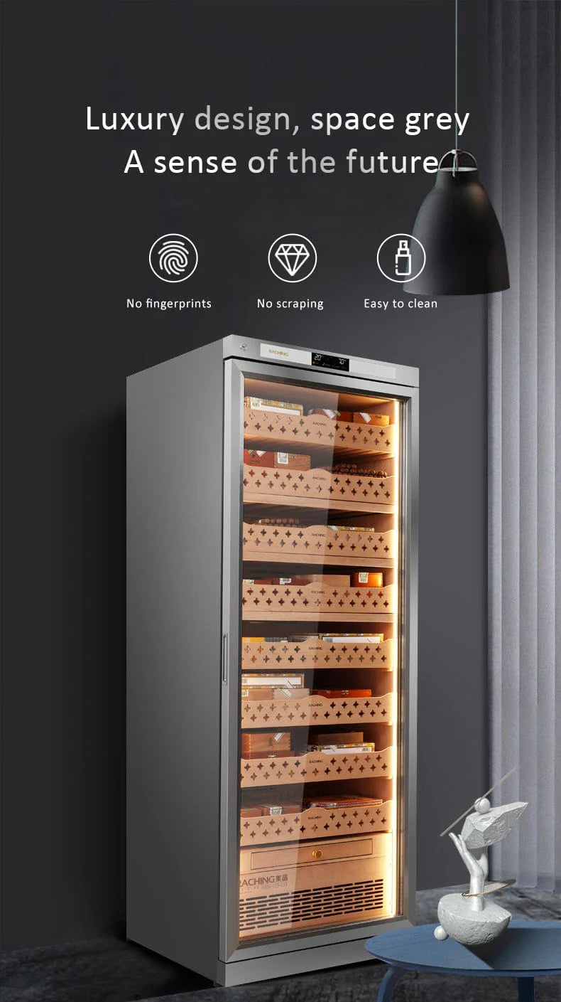 Raching CT48A Precision Stainless Steel Cigar Humidor Cabinet | 4200 Cigar Capacity