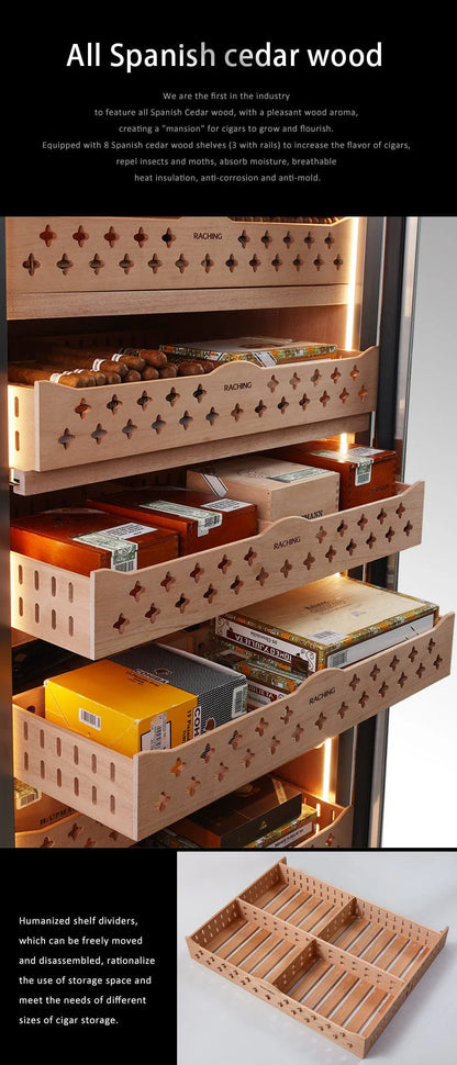 Raching CT48A Precision Stainless Steel Cigar Humidor Cabinet | 4200 Cigar Capacity
