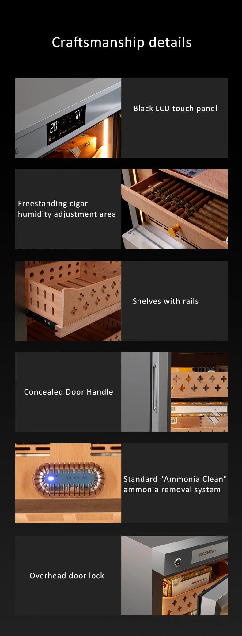Raching CT48A Precision Stainless Steel Cigar Humidor Cabinet | 4200 Cigar Capacity