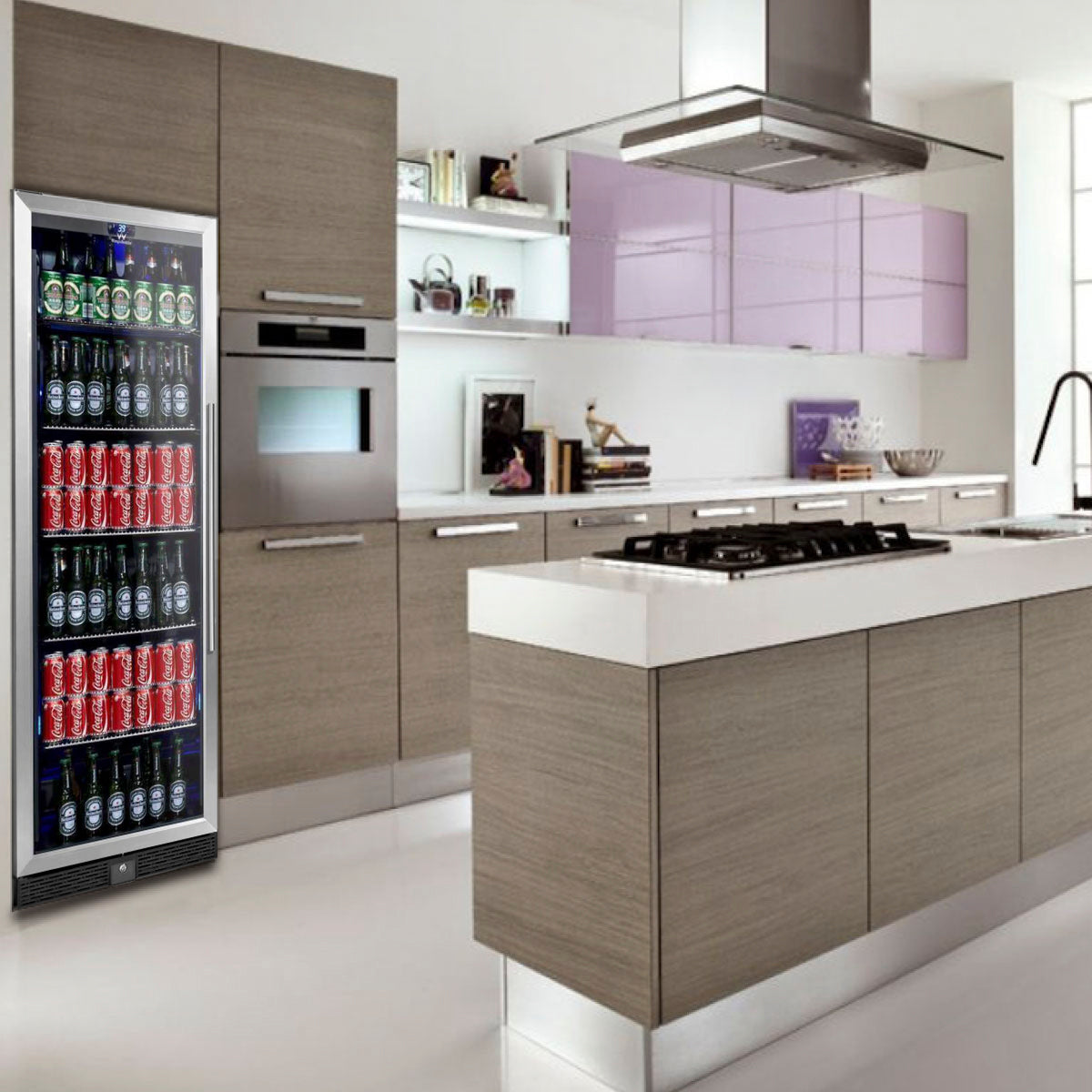 Kingsbottle 72" Large Beverage Refrigerator With Clear LHH Glass Door