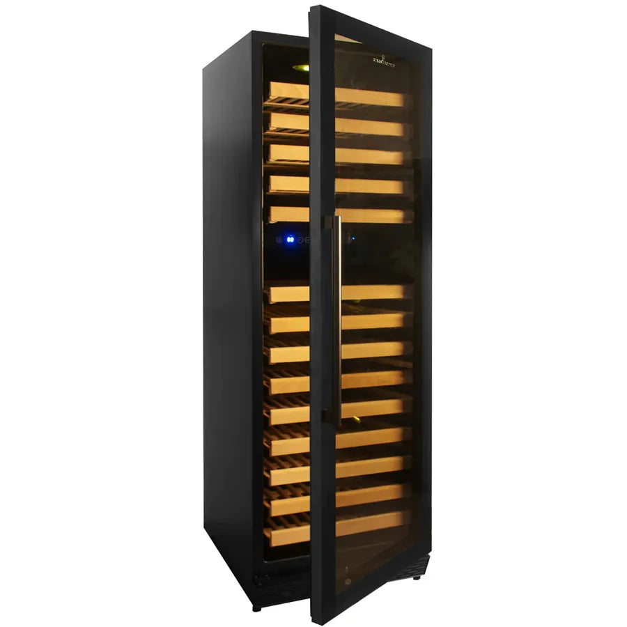 KingsBottle 164 Bottle Tall Large Right Hinge Glass Door Dual Zone Stainless Steel Wine Cooler