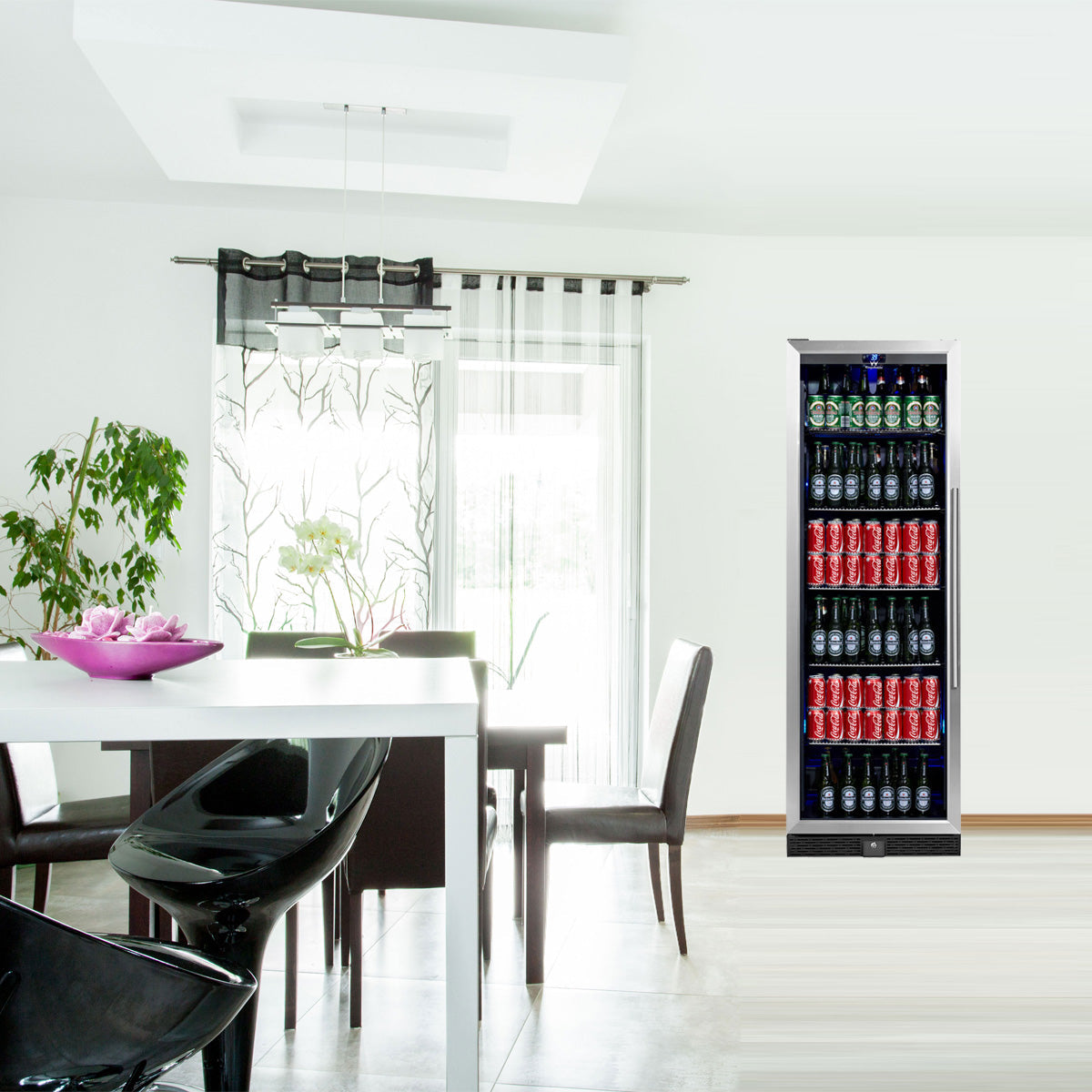 Kingsbottle 72" Large Beverage Refrigerator With Clear LHH Glass Door