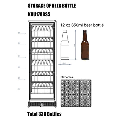 Kingsbottle 72" Large Beverage Refrigerator With Clear LHH Glass Door