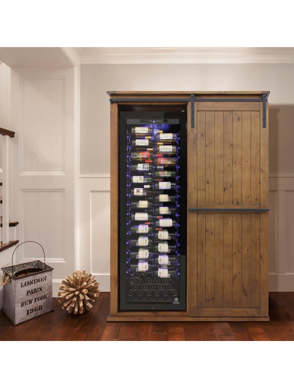 Vinotemp Rustic Wine Cabinet with Sliding Doors