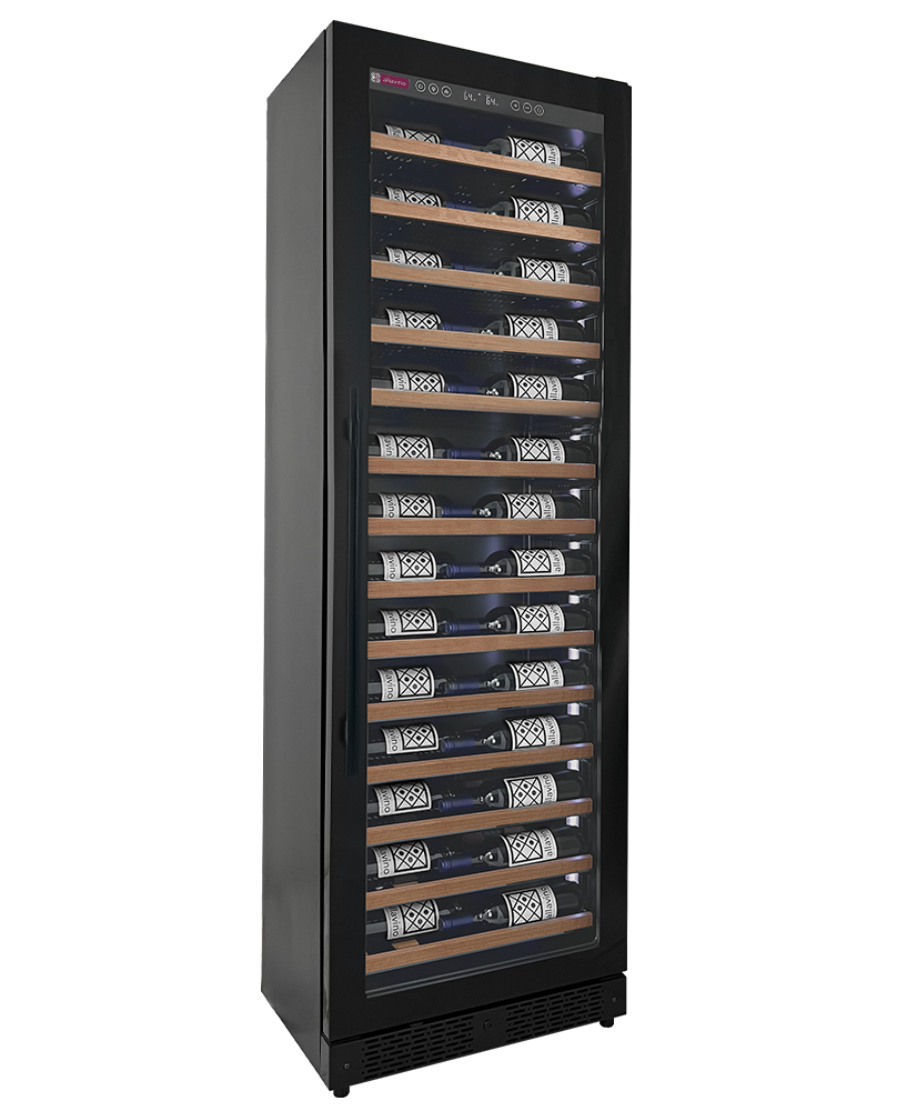 Allavino Reserva Series 67 Bottle 71" Tall Single Zone Right Hinge Black Shallow Wine Refrigerator with Wood Front Shelves