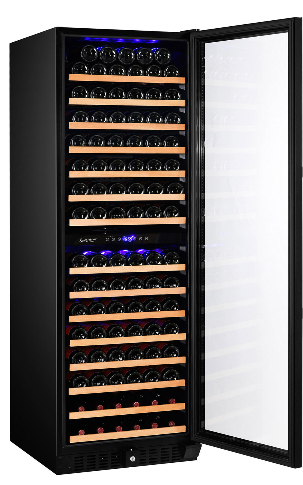 Smith & Hanks 166 Bottle Dual Zone Black Glass Wine Refrigerator