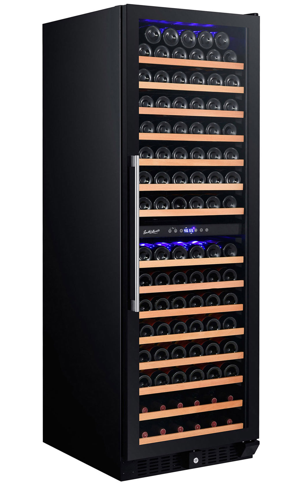 Smith & Hanks 166 Bottle Dual Zone Black Glass Wine Refrigerator