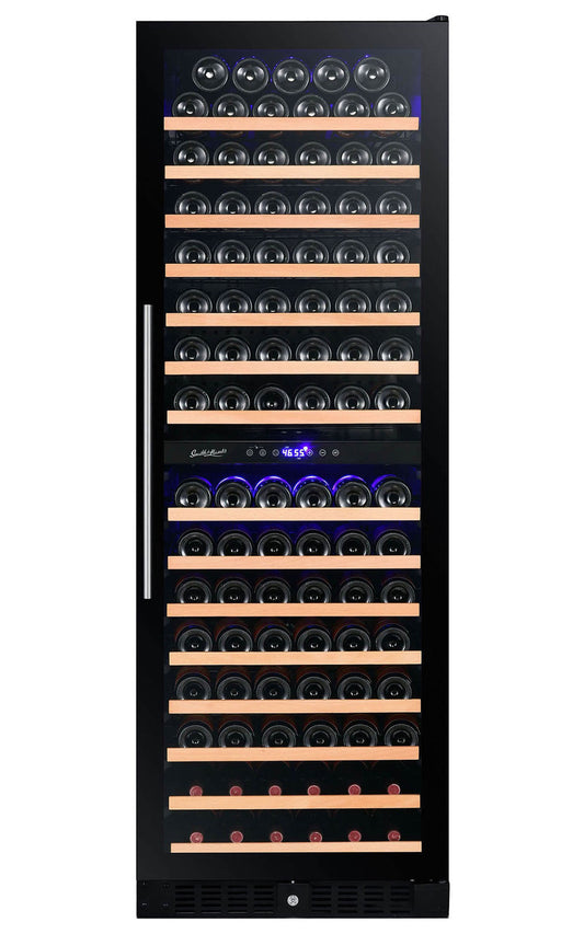 Smith & Hanks 166 Bottle Dual Zone Black Glass Wine Refrigerator