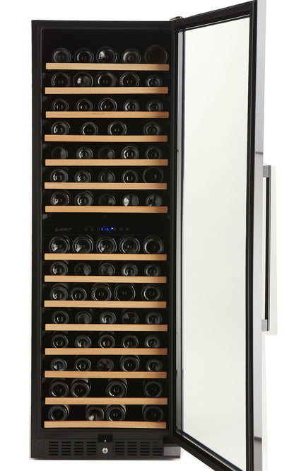 Smith & Hanks 166 Bottle Black Stainless Dual Zone Wine Fridge