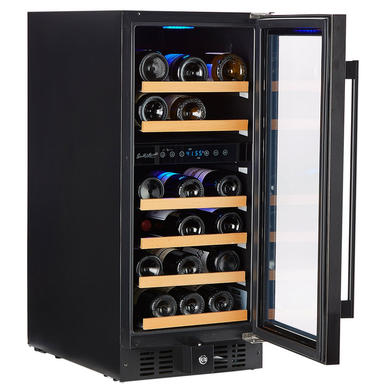 Smith & Hanks 32 Bottle Black Stainless Dual Zone Under Counter Wine Cooler