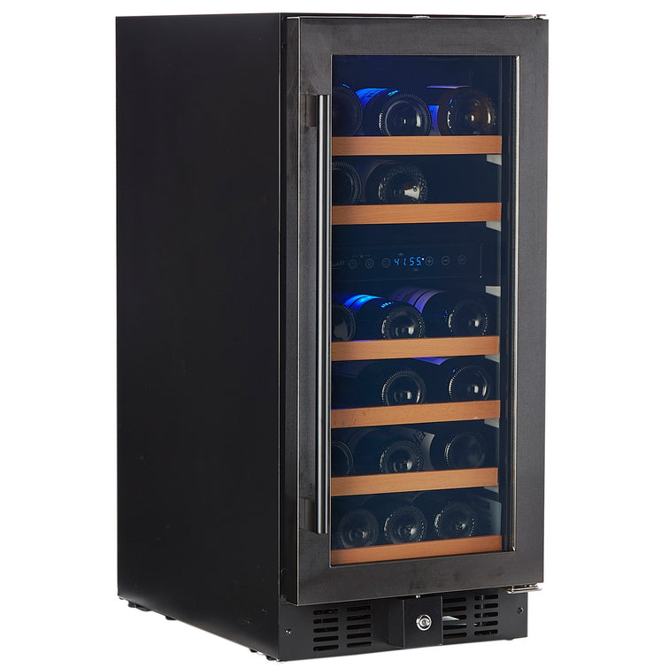 Smith & Hanks 32 Bottle Black Stainless Dual Zone Under Counter Wine Cooler