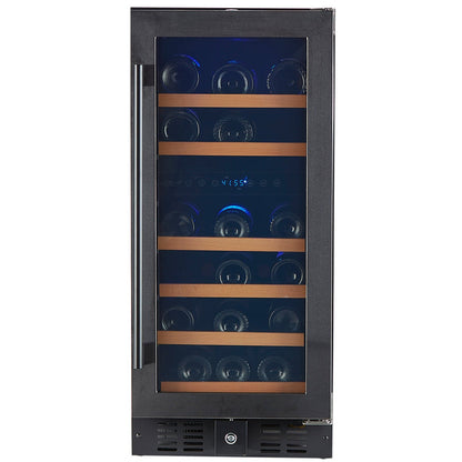 Smith & Hanks 32 Bottle Black Stainless Dual Zone Under Counter Wine Cooler