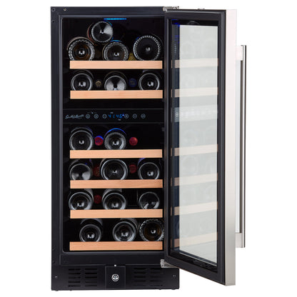 Smith & Hanks 32 Bottle Stainless Steel Door Trim Dual Zone Wine Cooler