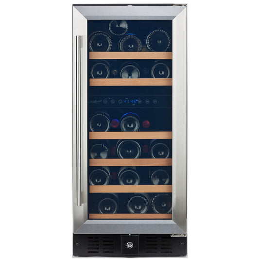 Smith & Hanks 32 Bottle Stainless Steel Door Trim Dual Zone Wine Cooler