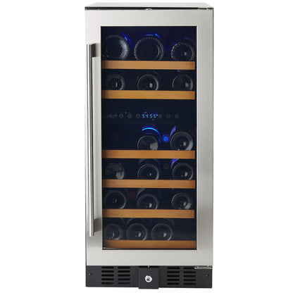 Smith & Hanks 32 Bottle Premium Dual Zone Under Counter Wine Cooler