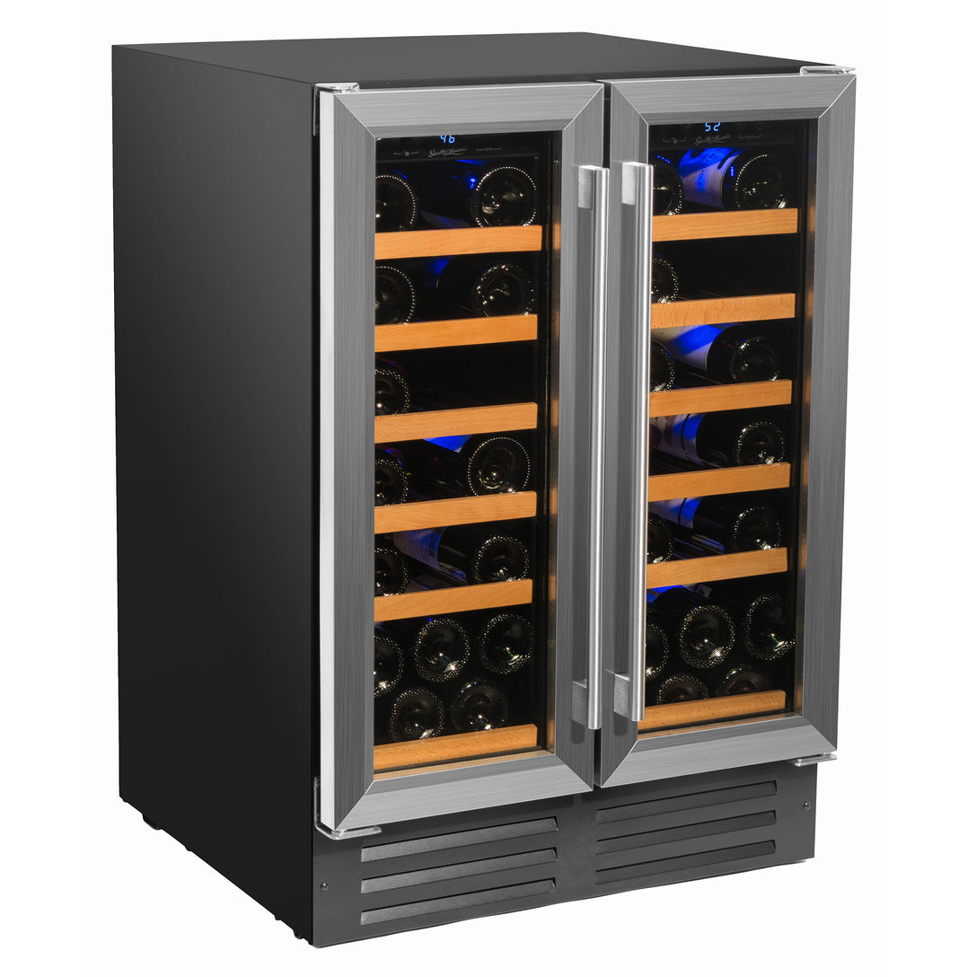 Smith & Hanks 40 Bottle Dual Zone Stainless Steel Door Trim Wine Cooler