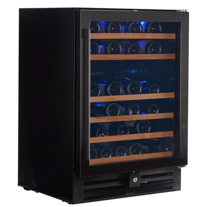 Smith & Hanks 46 Bottle Black Stainless Dual Zone Under Counter Wine Cooler