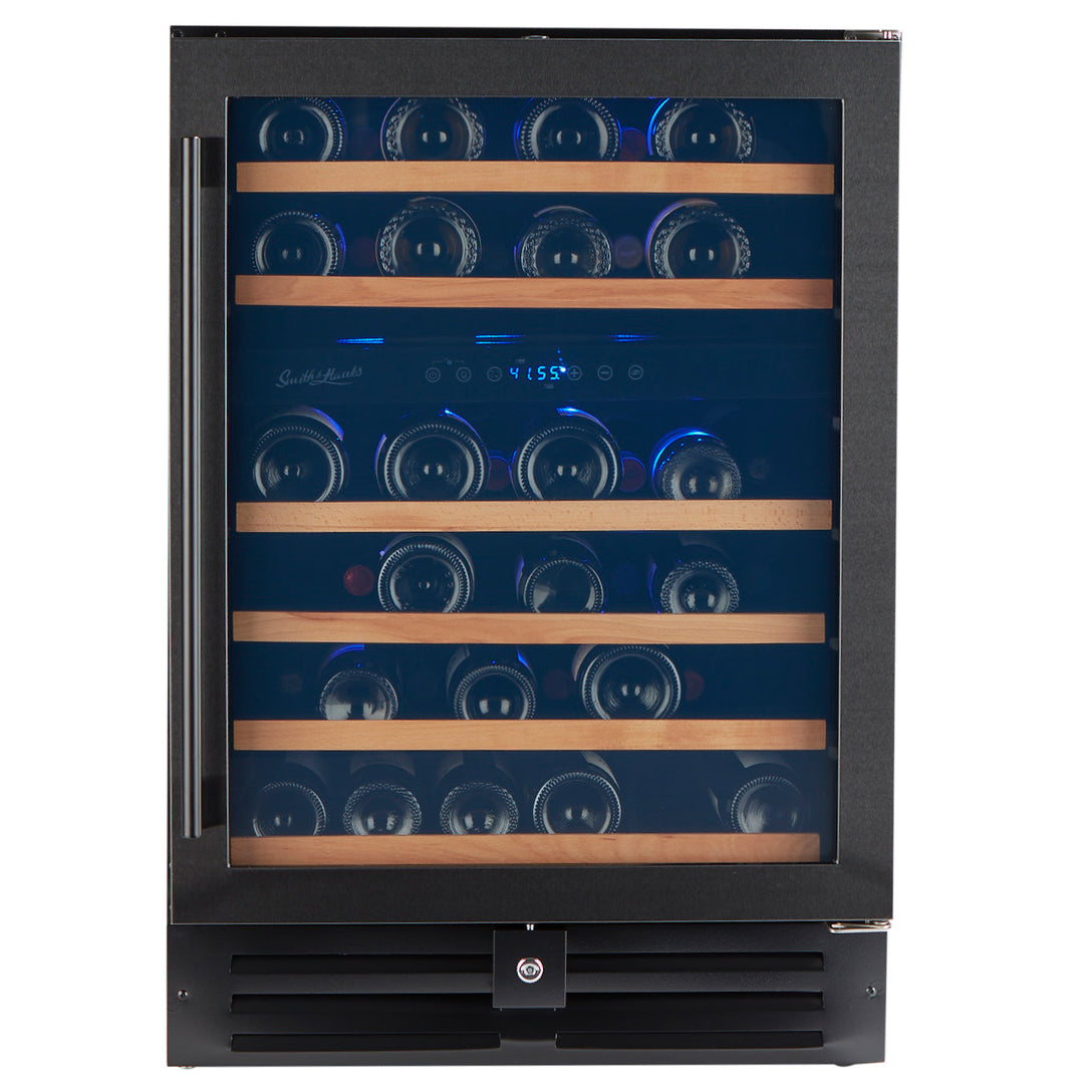 Smith & Hanks 46 Bottle Black Stainless Dual Zone Under Counter Wine Cooler