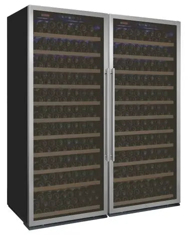 Allavino Vite Series 610 Bottle Dual Zone Freestanding Large Capacity Side-by-Side Wine Refrigerator with Solid Black Doors