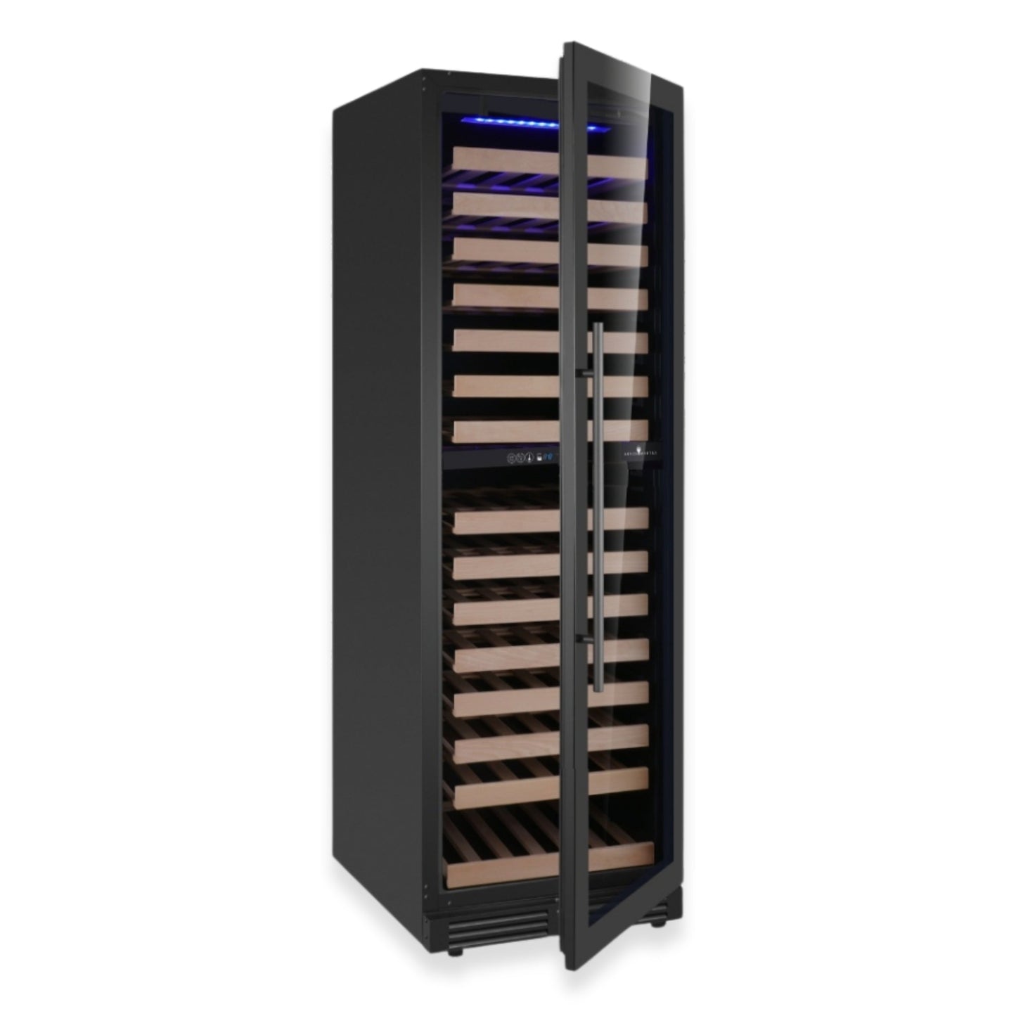 KingsBottle Tall Dual Zone Upright Wine Cooler | Low-E Glass & Silent Cooling Glass Door With Stainless Steel Trim Right Hand Hinge