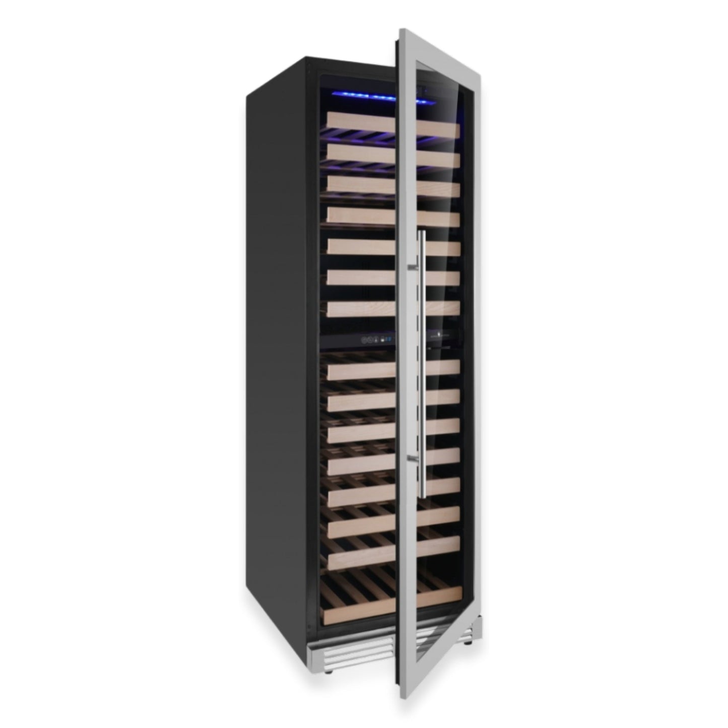 KingsBottle Tall Dual Zone Upright Wine Cooler | Low-E Glass & Silent Cooling Glass Door With Stainless Steel Trim Right Hand Hinge