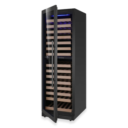 KingsBottle Tall Dual Zone Upright Wine Cooler | Low-E Glass & Silent Cooling Glass Door With Stainless Steel Trim Right Hand Hinge