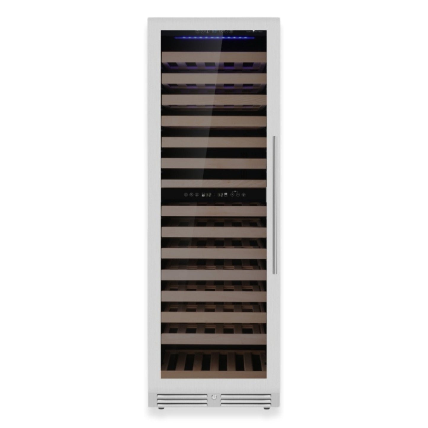 KingsBottle Tall Dual Zone Upright Wine Cooler | Low-E Glass & Silent Cooling Glass Door With Stainless Steel Trim Right Hand Hinge