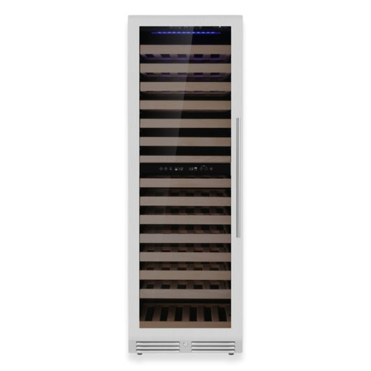 KingsBottle Tall Dual Zone Upright Wine Cooler | Low-E Glass & Silent Cooling Glass Door With Stainless Steel Trim Right Hand Hinge
