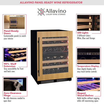 Allavino 24" Wide Dual Zone Panel Ready Wine Refrigerator