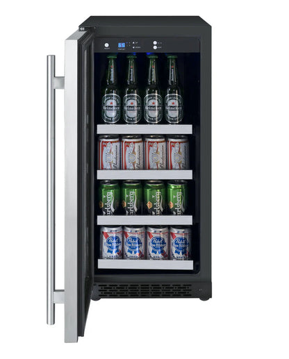 Allavino  Built-In Wine Fidge-15" Wide FlexCount II Tru-Vino Stainless Steel Left Hinge Beverage Center