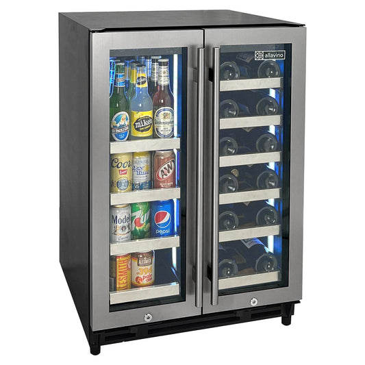 Allavino Reserva Series 24" Wide Two Door Stainless Steel Wine Refrigerator/Beverage Center