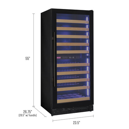 Allavino Reserva Series 119 Bottle 55" Tall Dual Zone Right Hinge Black Glass Wine Refrigerator