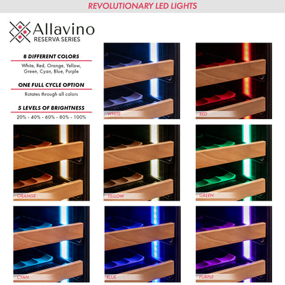 Allvaino 119 Bottle 55-Inch Tall Single Zone Left Hinge Stainless Steel Wine Refrigerator