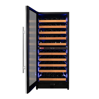 Allvaino 119 Bottle 55-Inch Tall Single Zone Left Hinge Stainless Steel Wine Refrigerator