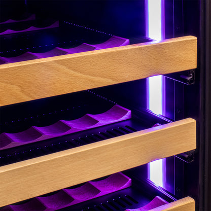 Allvaino 119 Bottle 55-Inch Tall Single Zone Left Hinge Stainless Steel Wine Refrigerator