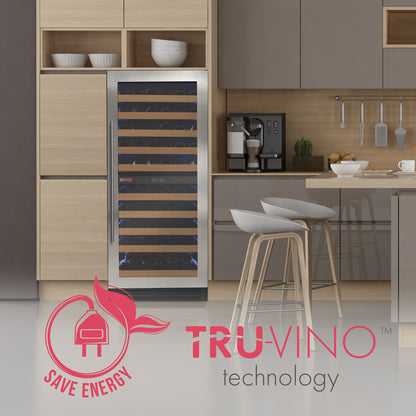 Allvaino 119 Bottle 55-Inch Tall Single Zone Left Hinge Stainless Steel Wine Refrigerator