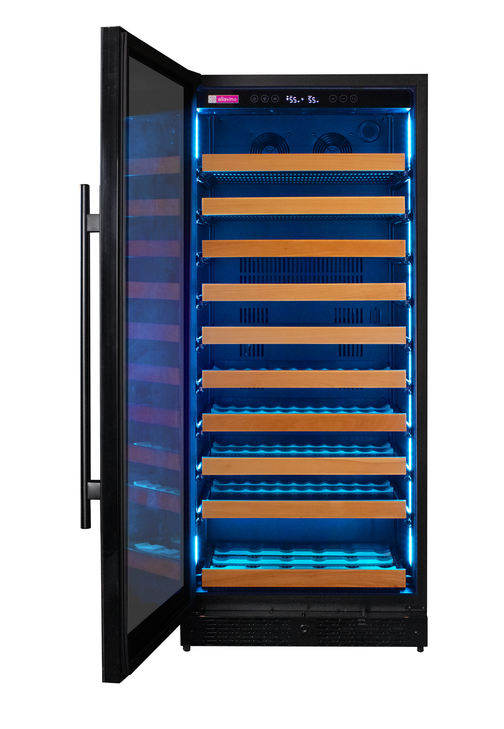 Allavino Reserva Series 119 Bottle 55" Tall Single Zone Left Hinge Black Glass Wine Refrigerator