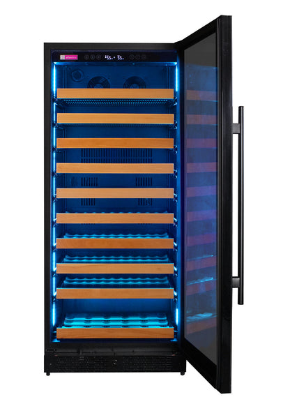 Allavino Reserva Series 119 Bottle 55" Tall Single Zone Right Hinge Black Glass Wine Refrigerator