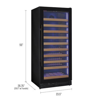 Allavino Reserva Series 119 Bottle 55" Tall Single Zone Right Hinge Black Glass Wine Refrigerator