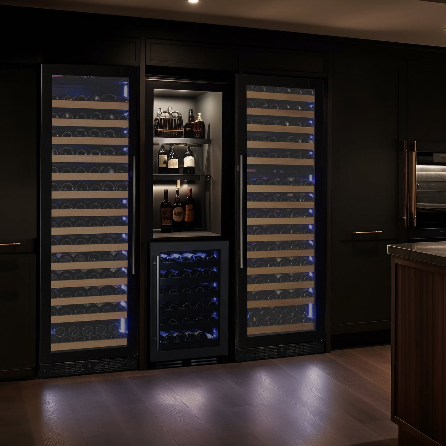 Allavino Reserva Series 154 Bottle 71" Tall Dual Zone Left Hinge Black Glass Door Wine Refrigerator