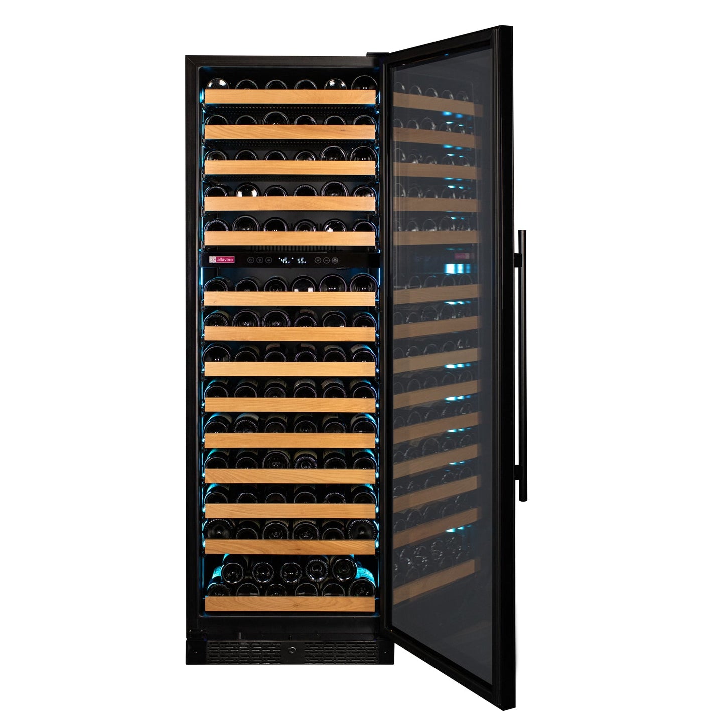 Allavino Reserva Series 154 Bottle 71" Tall Dual Zone Right Hinge Black Glass Door Wine Refrigerator