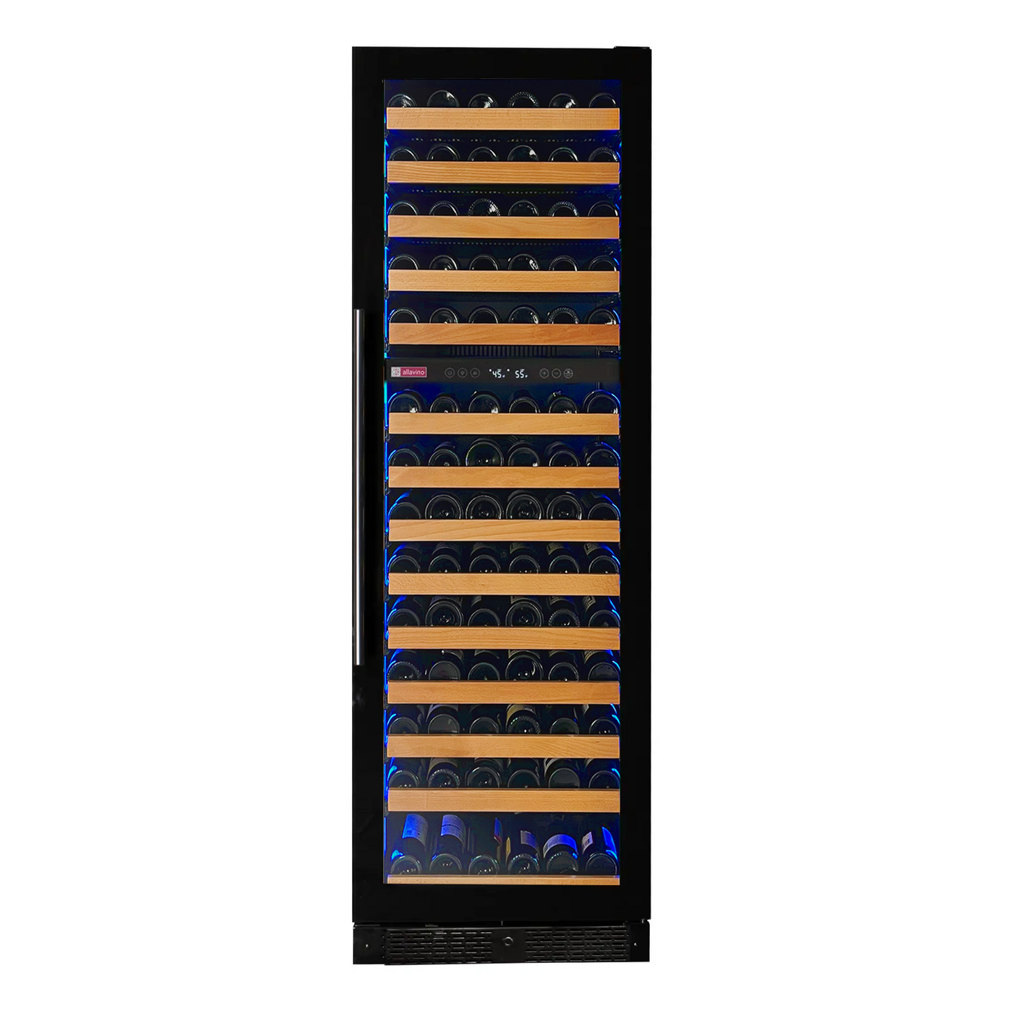 Allavino Reserva Series 154 Bottle 71" Tall Dual Zone Right Hinge Black Glass Door Wine Refrigerator