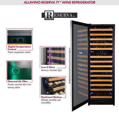 Allavino Reserva Series 154 Bottle 71" Tall Dual Zone Left Hinge Stainless Steel Wine Refrigerator