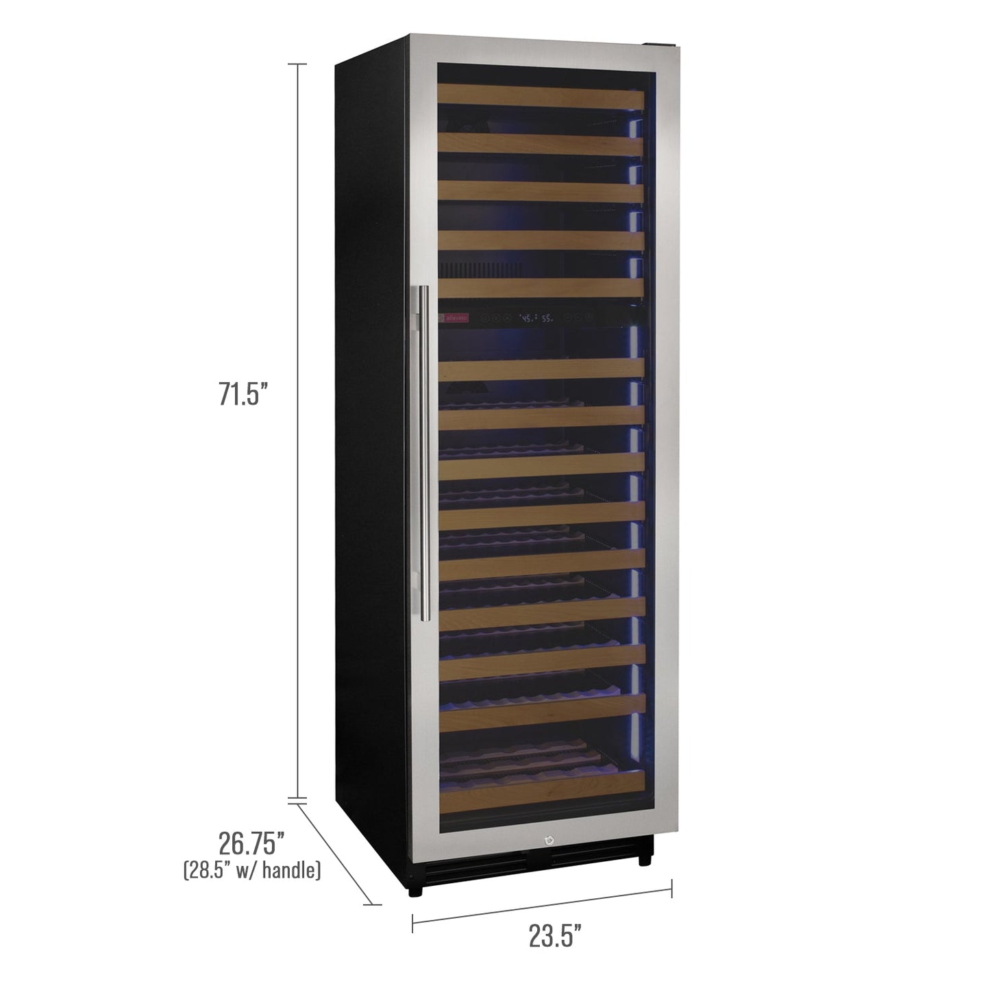 Allavino Reserva Series 154 Bottle 71" Tall Dual Zone Right Hinge Stainless Steel Wine Refrigerator