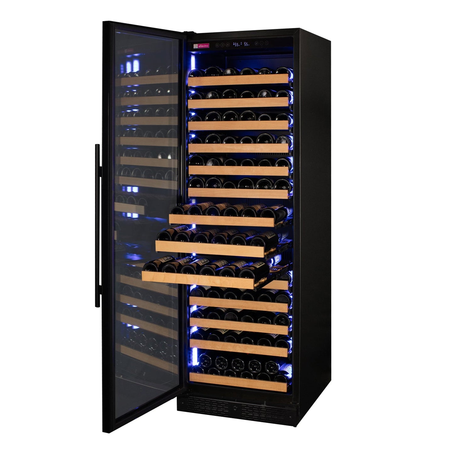 Allavino Reserva Series 163 Bottle 71" Tall Single Zone Left Hinge Black Glass Door Wine Refrigerator