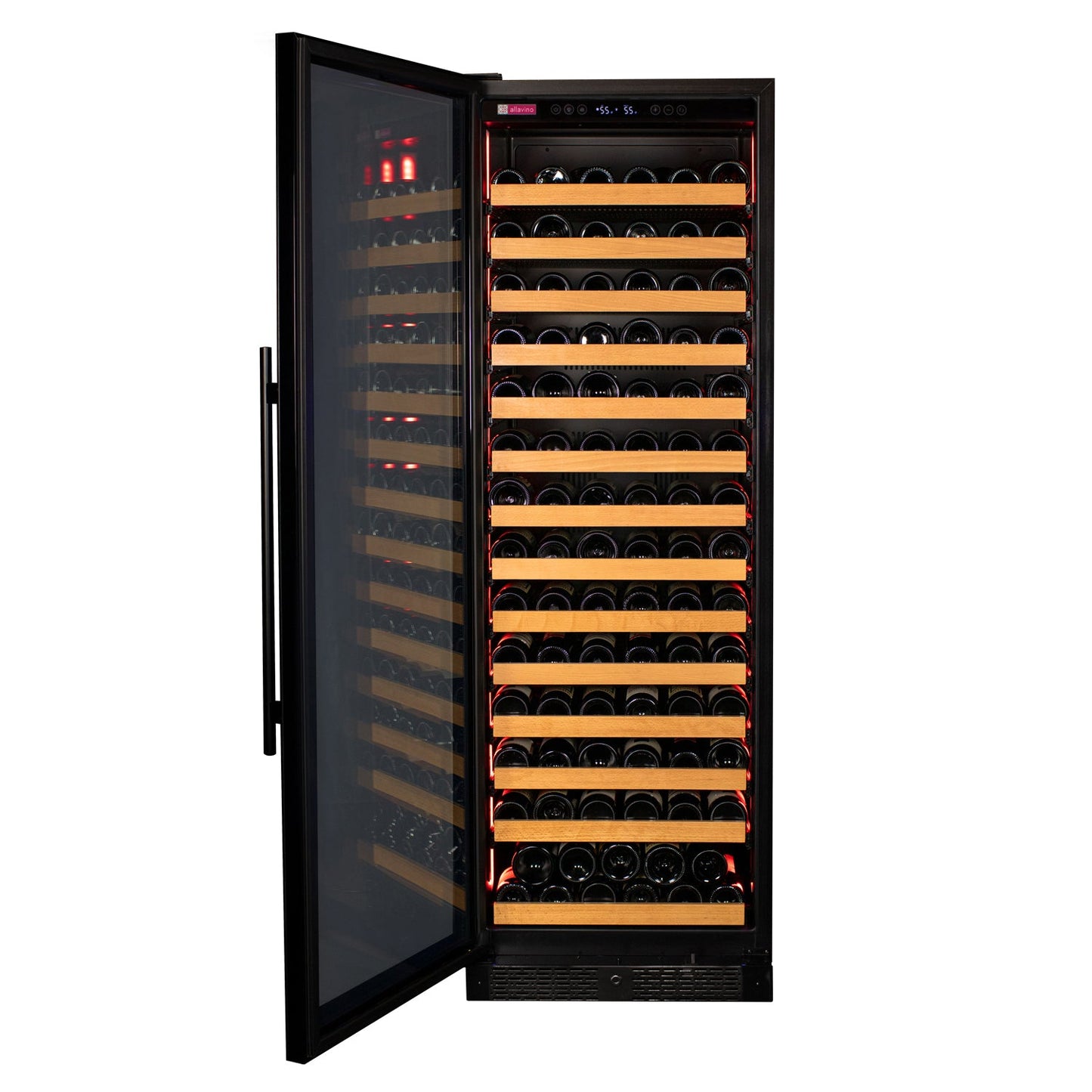 Allavino Reserva Series 163 Bottle 71" Tall Single Zone Left Hinge Black Glass Door Wine Refrigerator